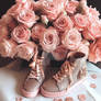 Pink gray sneakers with pink crystals and roses