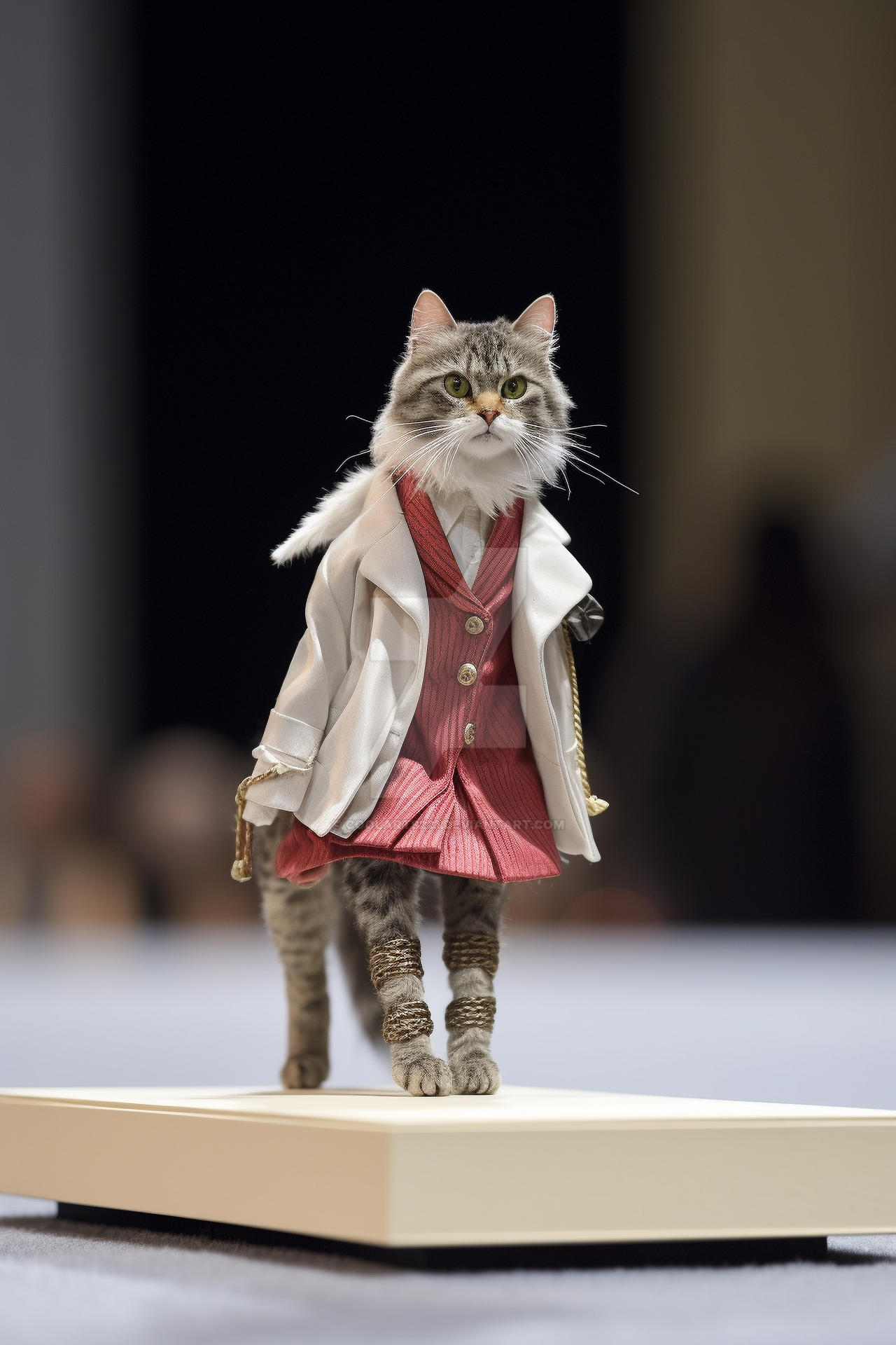 Cat wearing clothes on podium. Fashion show by Coolarts223 on DeviantArt