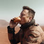 Elon Musk eating donuts on Mars