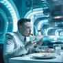 Elon Musk eating food inside spaceship