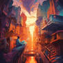 Abstract illustration of four dimensional city