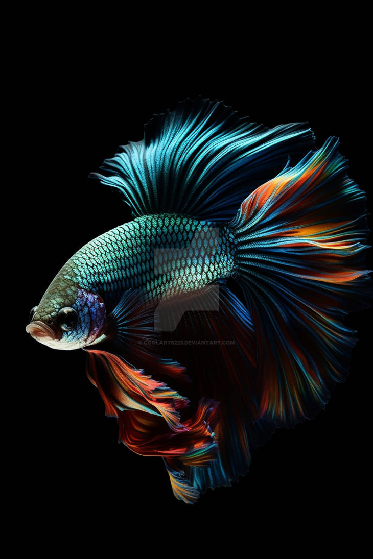 Colourful betta fish on black background by Coolarts223 on DeviantArt