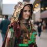 Woman dressed in style of Minecraft
