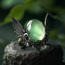 Forest spirit jewelry ring with light green gem