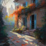 Cityscape painting in style of Laurent Parcelier