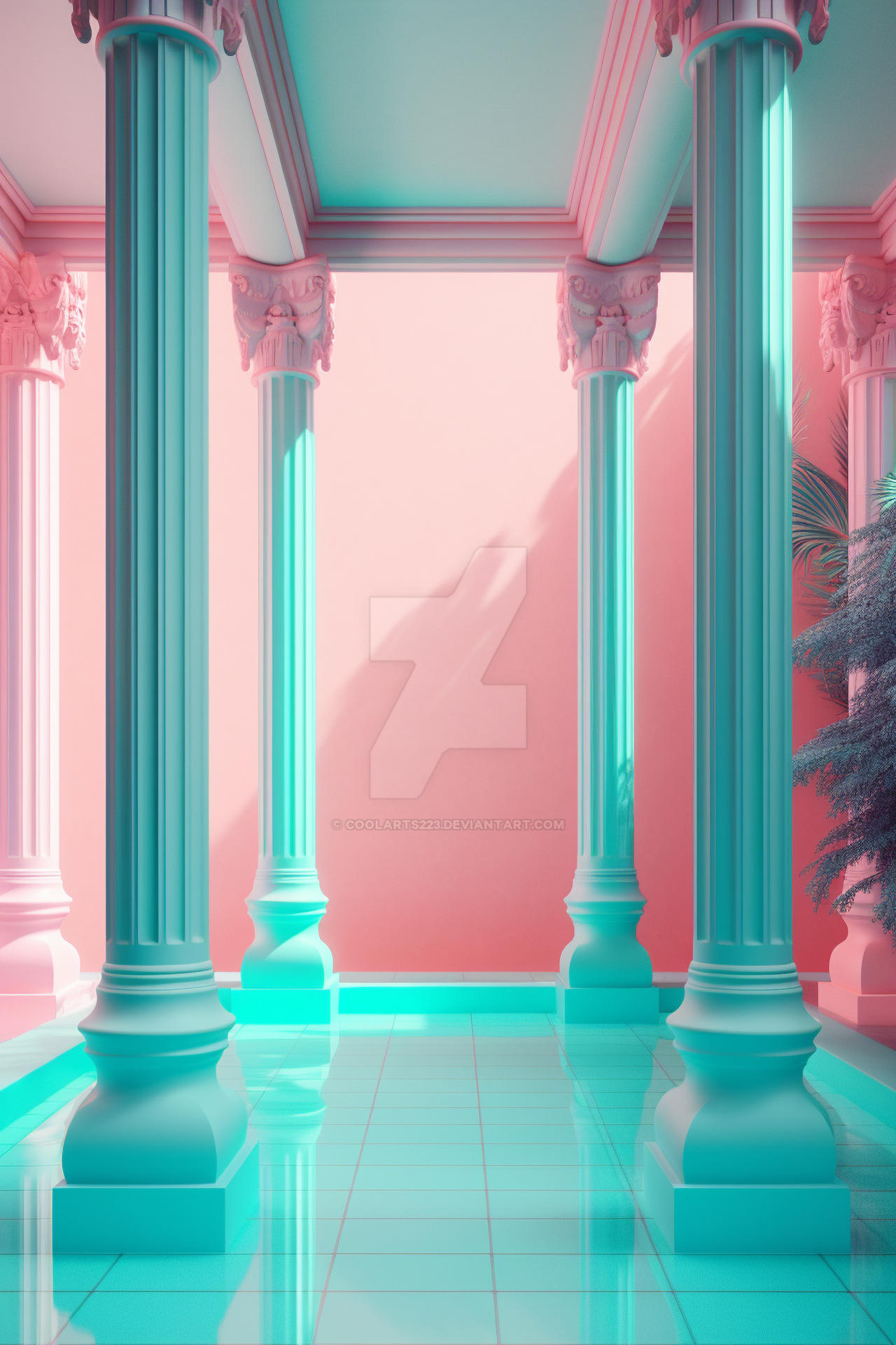 Aesthetic turquoise columns. Vertical wallpaper by Coolarts223 on ...