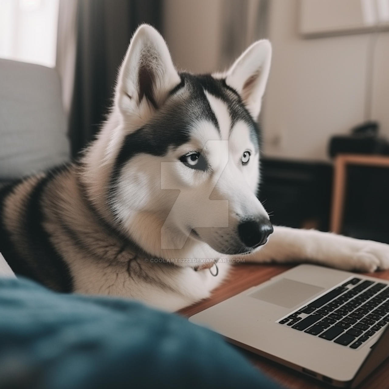 Husky dog working on laptop by Coolarts223 on DeviantArt
