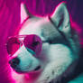 Stylish Husky dog in sunglasses. Photography