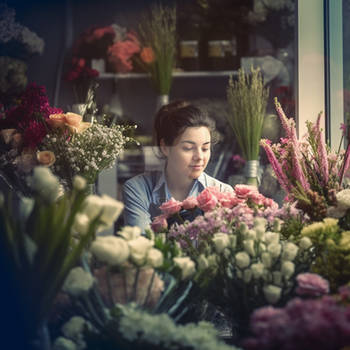 Florist in a flower shop