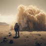 Astronaut observes explosion on Mars planet