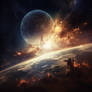 Another planet collides with Earth. Epic scene