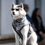 Husky dog wearing sunglasses and fashion clothes