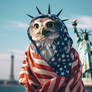 Owl wearing fashion clothes, USA flag coloured