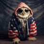 Owl wearing fashion clothes, USA flag coloured