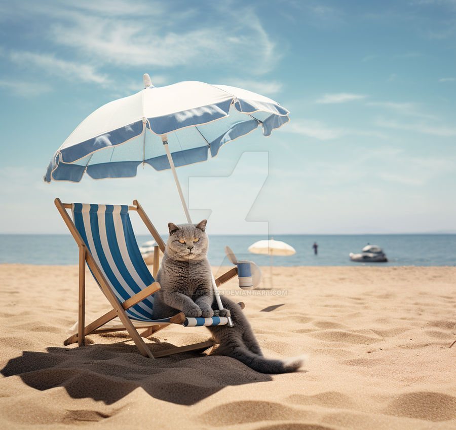 Cat chilling on a beach by Coolarts223 on DeviantArt Cat chilling on a beach by Coolarts223 on DeviantArt