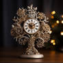 Decorative tree with clock and gears