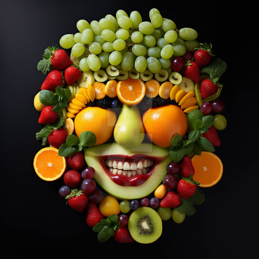 Human's face made with fruits and berries by Coolarts223 on DeviantArt