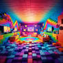 Interior of room in style of Nyan cat