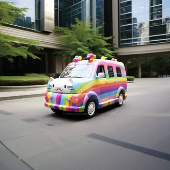 Car in style of Nyan cat