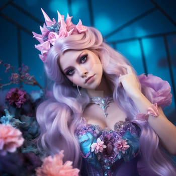 Beautiful mermaid with purple hairstyle. Cosplay