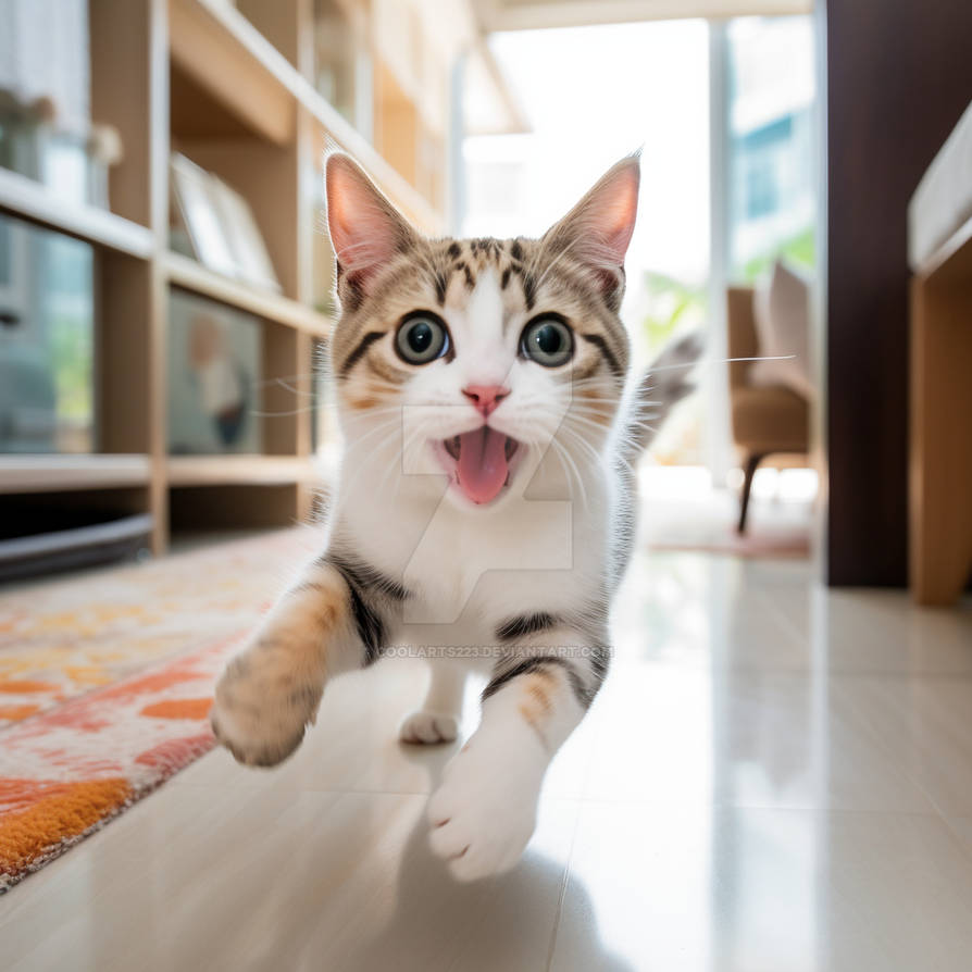Cat running in home towards camera by Coolarts223 on DeviantArt