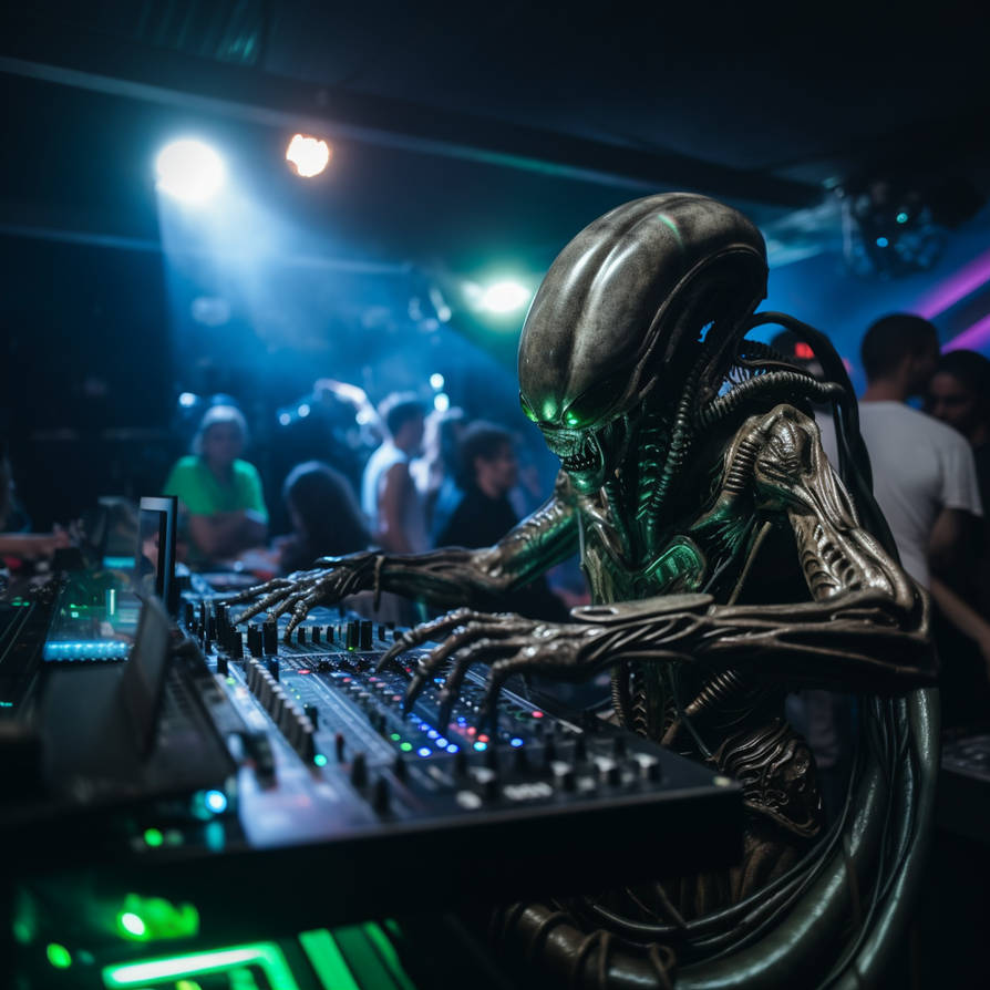 Alien Rave Dj Xenomorph alien as a DJ in a night club by Coolarts223 on DeviantArt
