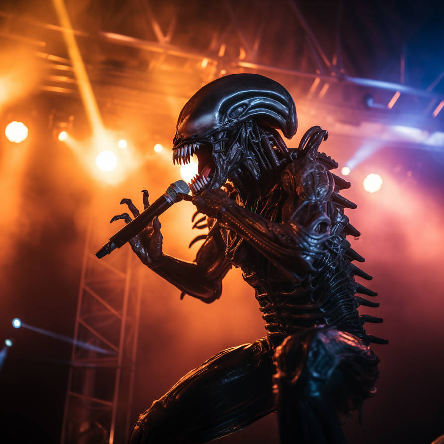 Alien Singer Xenomorph Alien screaming as a singer on stage by Coolarts223 on DeviantArt