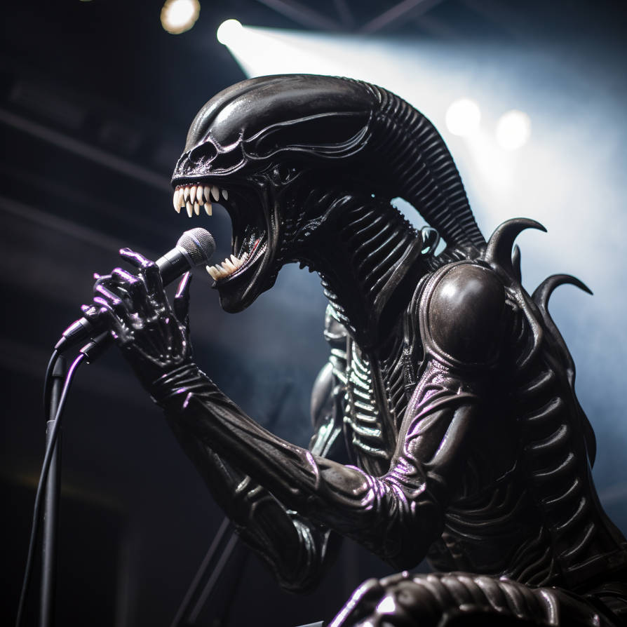 Alien Singer Xenomorph Alien screaming as a singer on stage by Coolarts223 on DeviantArt