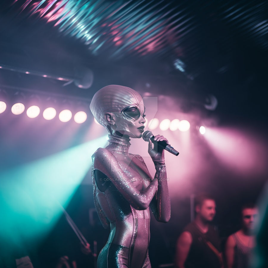Alien woman as a singer on stage by Coolarts223 on DeviantArt