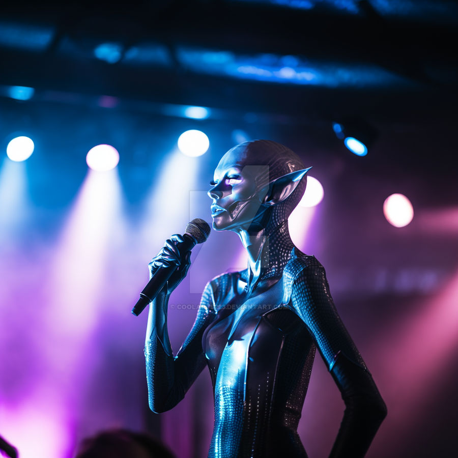 Alien woman as a singer on stage by Coolarts223 on DeviantArt