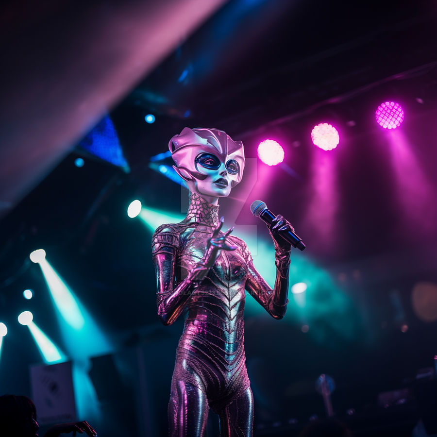 Alien woman as a singer on stage by Coolarts223 on DeviantArt