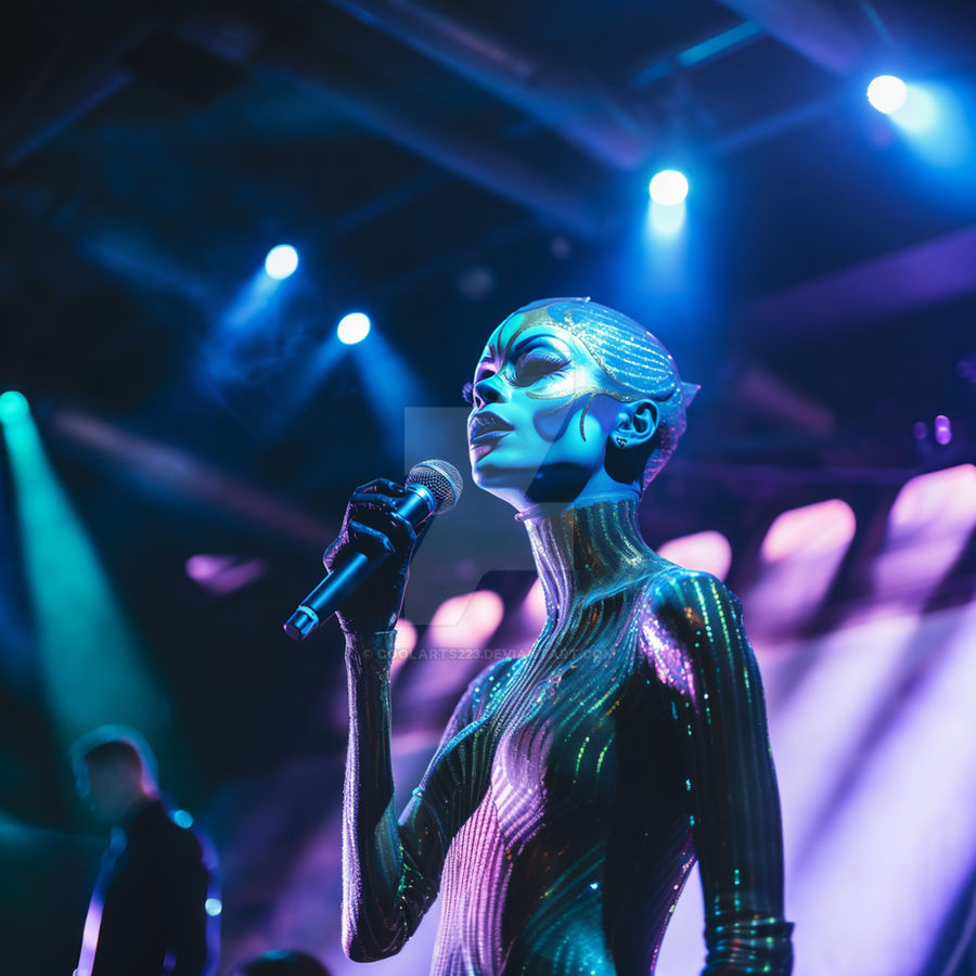 Alien woman as a singer on stage by Coolarts223 on DeviantArt