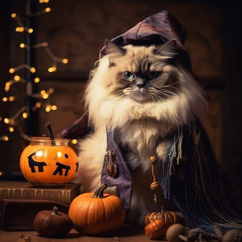 Ragdoll cat on Halloween