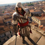 Ezio Auditore on roof in Florence. Cosplay by Coolarts223