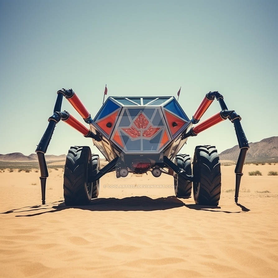 Robotic giant spider on wheels. In desert by Coolarts223 on DeviantArt