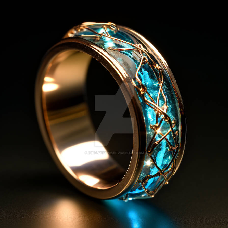 Fantasy glowing blue gold jewelry ring by Coolarts223 on DeviantArt