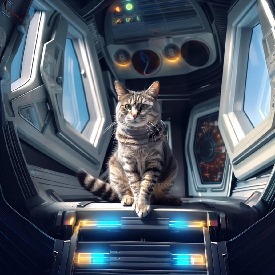 Cat In Spaceship Cat with gray stripes inside futuristic space ship by Coolarts223 on ...