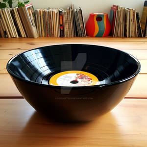 Vinyl record as a bowl for meal