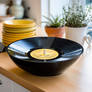 Vinyl record as a bowl for meal