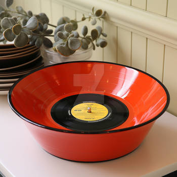 Vinyl record as a bowl for meal