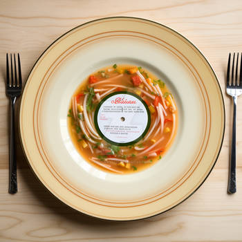 Vinyl record as a bowl for soup