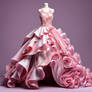 Pink silk big dress for woman, Barbie style