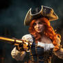 Miss Fortune shooting from a gun