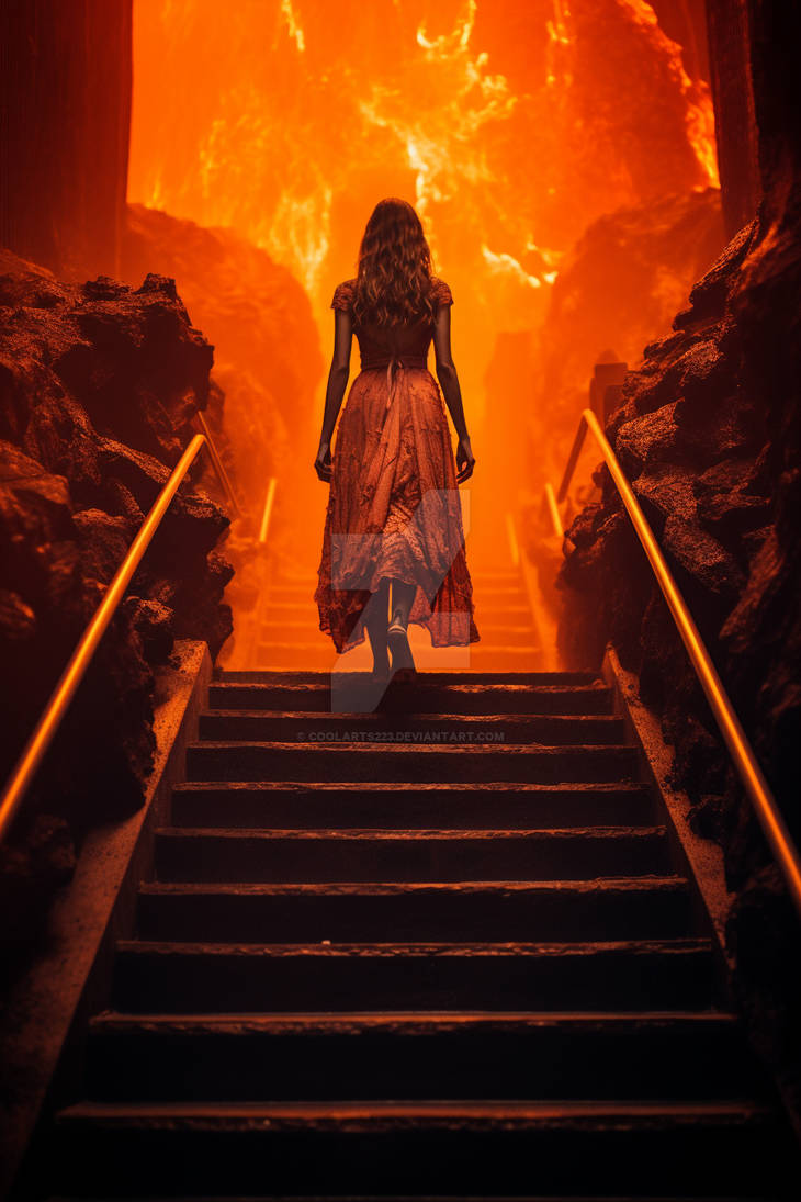 Woman walking up stairs in Hell by Coolarts223 on DeviantArt