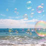 Beautiful seascape and soap bubbles