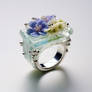 Fantasy translucent ring with flowers