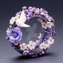 Fantasy purple ring with flowers and dove