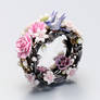 Fantasy beautiful ring with flowers and bird