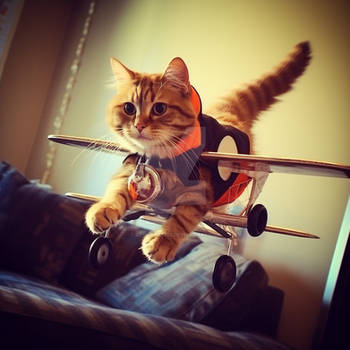 Cat test pilot flies aircraft