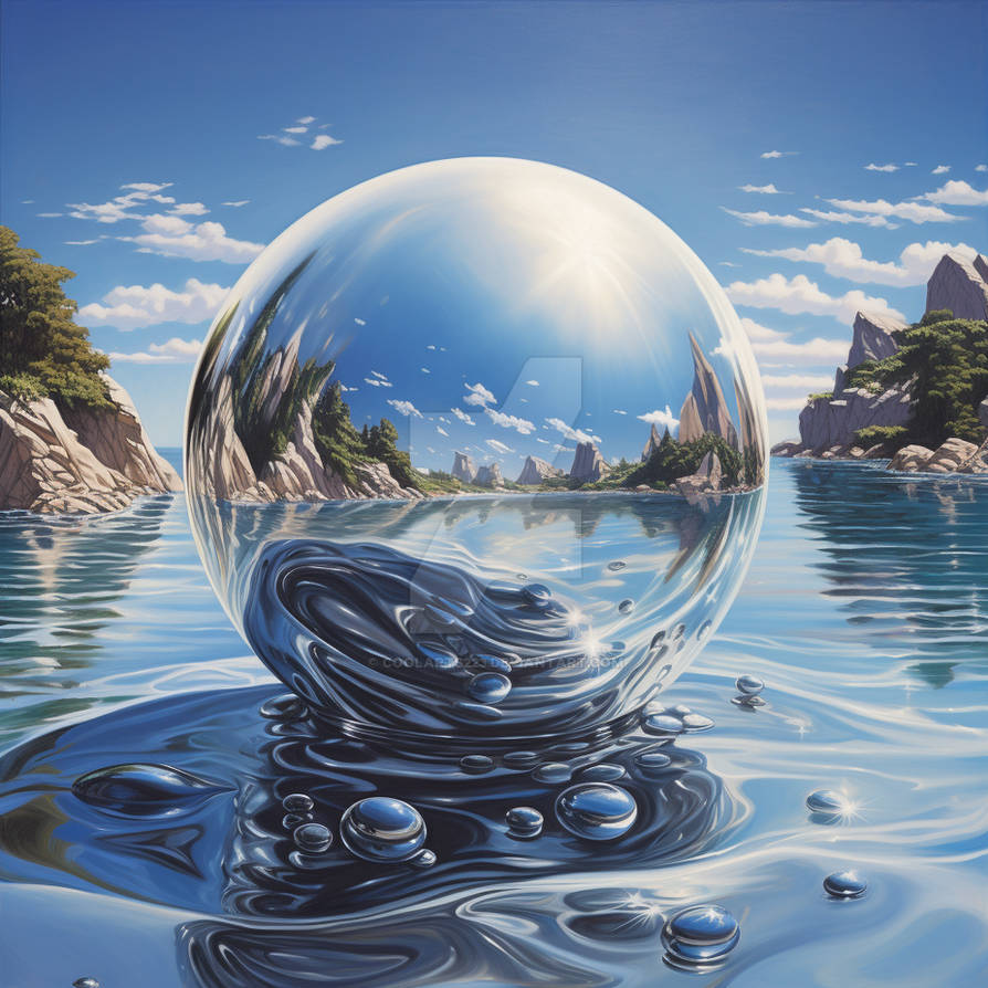 Floating Spectre Shiny sphere floating on water. With reflection by Coolarts223 on ...